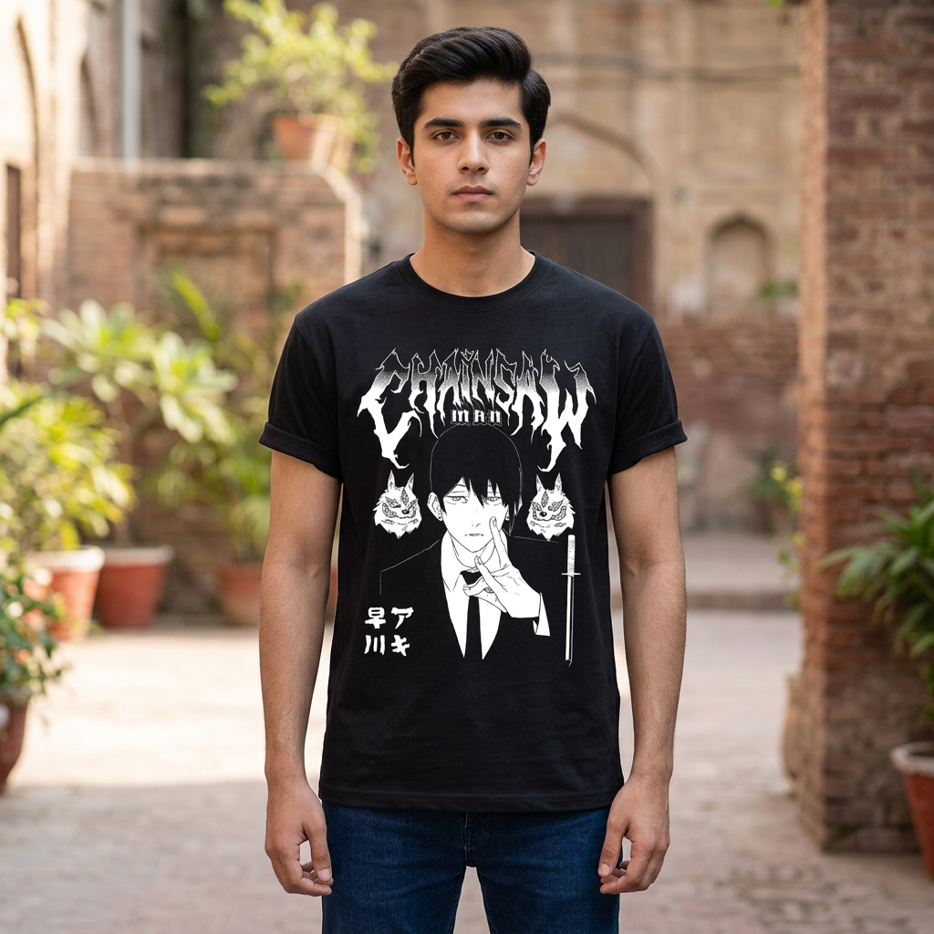 Chainsaw man T-shirt Oversized Drop shoulder Street wear Banga Kun Shop Fashion Men Anime T-shirt