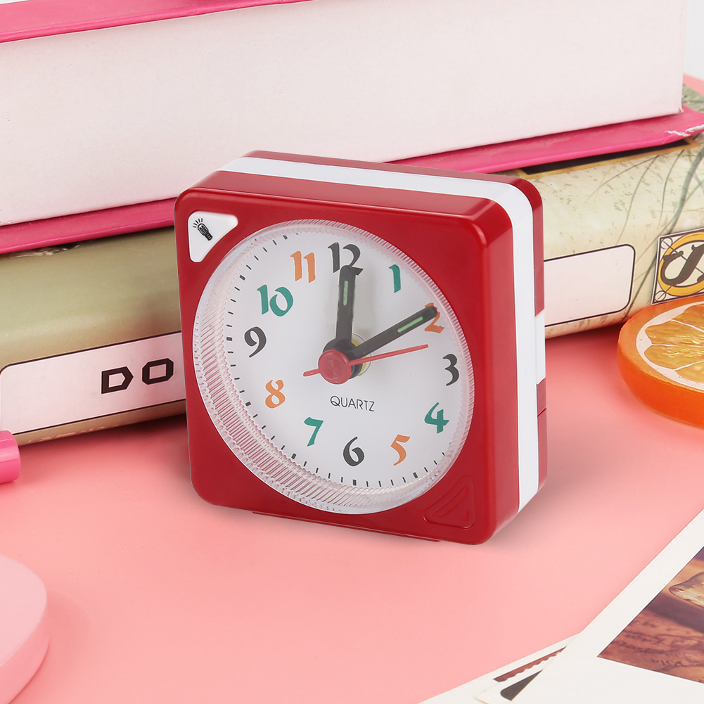 Mini Travel bảng đồng hồ báo thức thạch anh đèn LED với chức năng báo lại hoạt động bằng pin