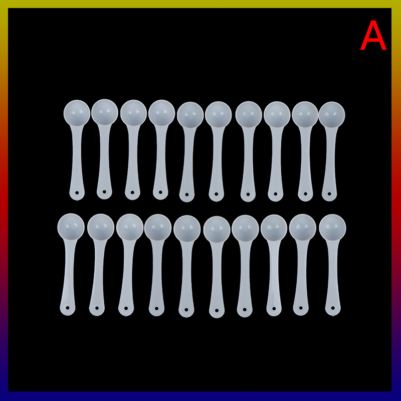Huali02 20pcs 1g plastic 1 gram scoops spoons for food milk medcine measuring spoons