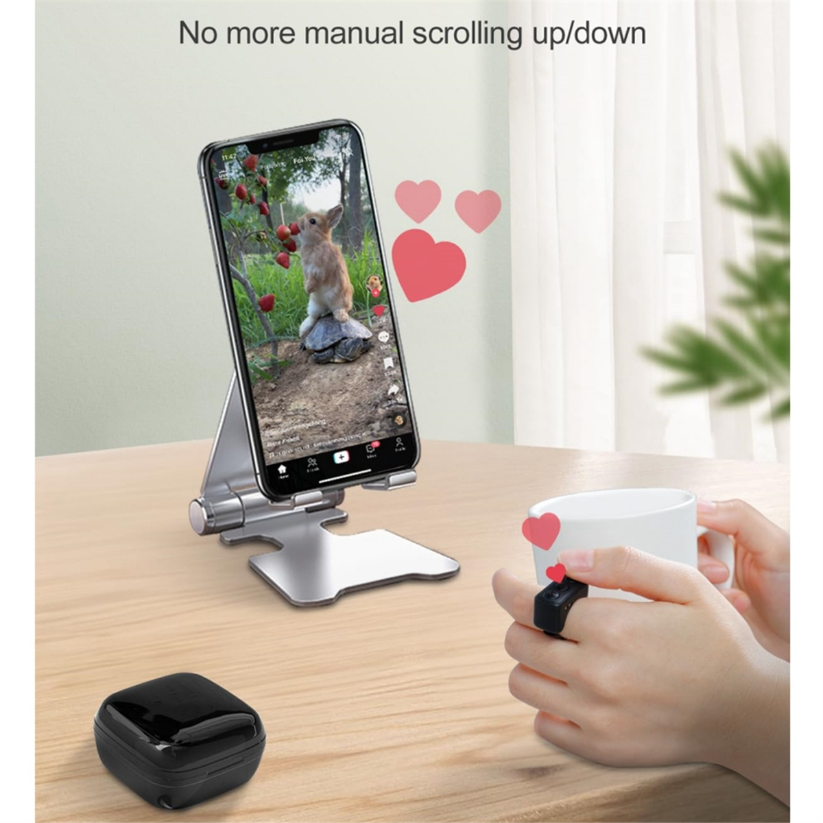 Remote Control Page Turner Ring for Paperwhite Oasis, Bluetooth E-Reader Controller, for Ring Durable Easy Install , Black
