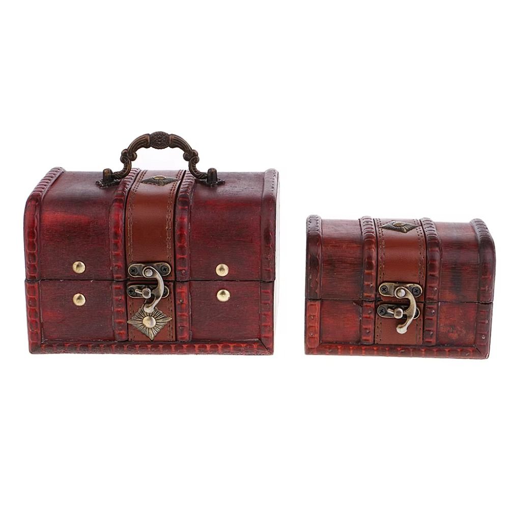 Antique Vintage Treasure Chest Decorative Wooden Jewelry Storage Box ...