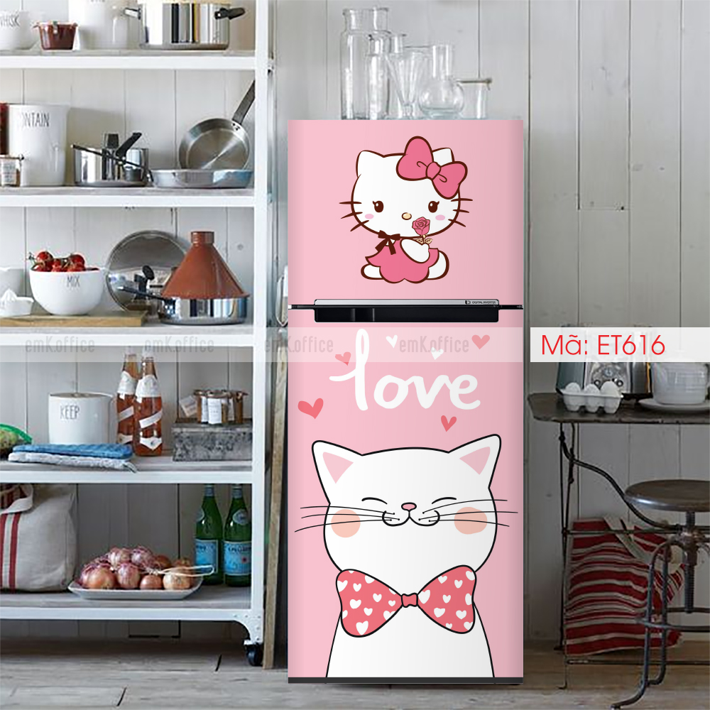 Decal dán tủ lạnh, miếng dán tủ lạnh mẫu cute - BO109