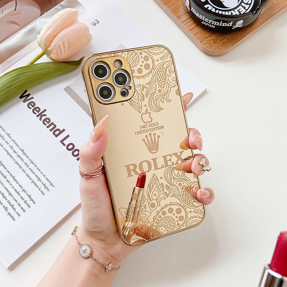 Gold electroplated mirror phone case for iphone 14 pro max 15 pro max hard shockproof protection cases for ip 11 12 13 pro max