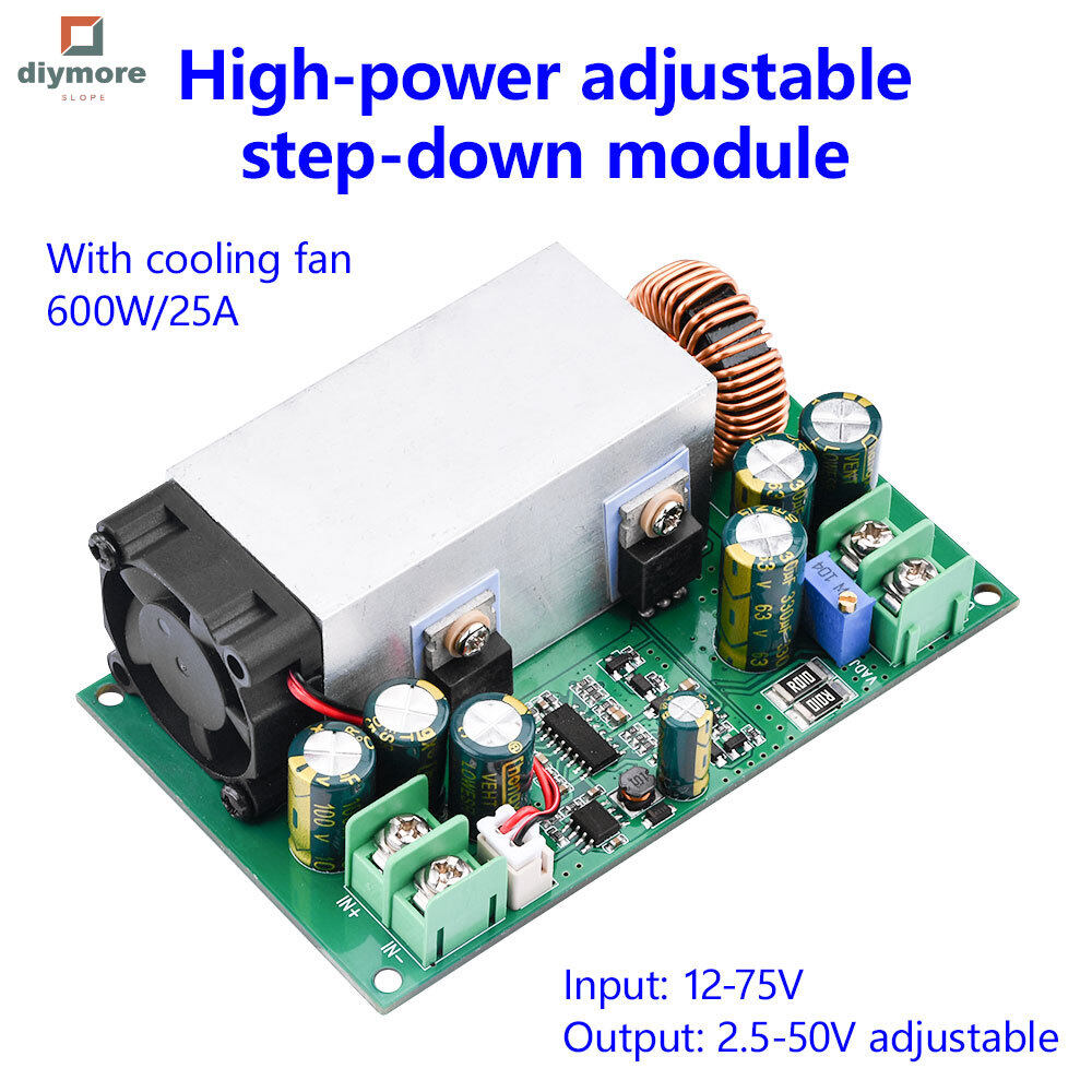 diymore slope DC-DC Buck Converter Step Down Module DC 12V-75V to 5-48V 25A Adjustable Voltage Step Down Converter