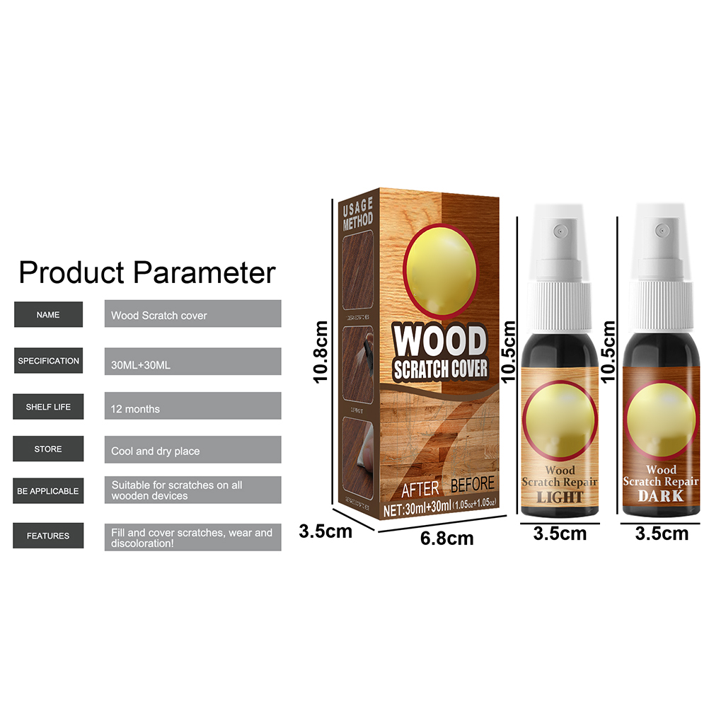 Bình xịt phục hồi vết xước nhẹ Chất phục hồi vết xước sàn 2 chiếc cho đồ nội thất bằng gỗ