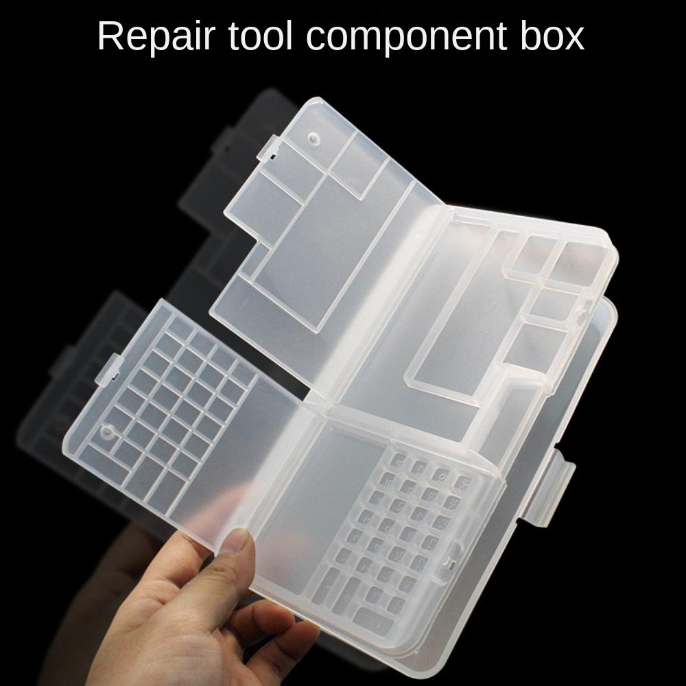 AAVGH PVC Flip Storage Box Two-layer Rectangle Mobile Phone Repair Storage Box High-capacity Component Tool Packaging Box for Mobile Motherboard/Small Screw/Component