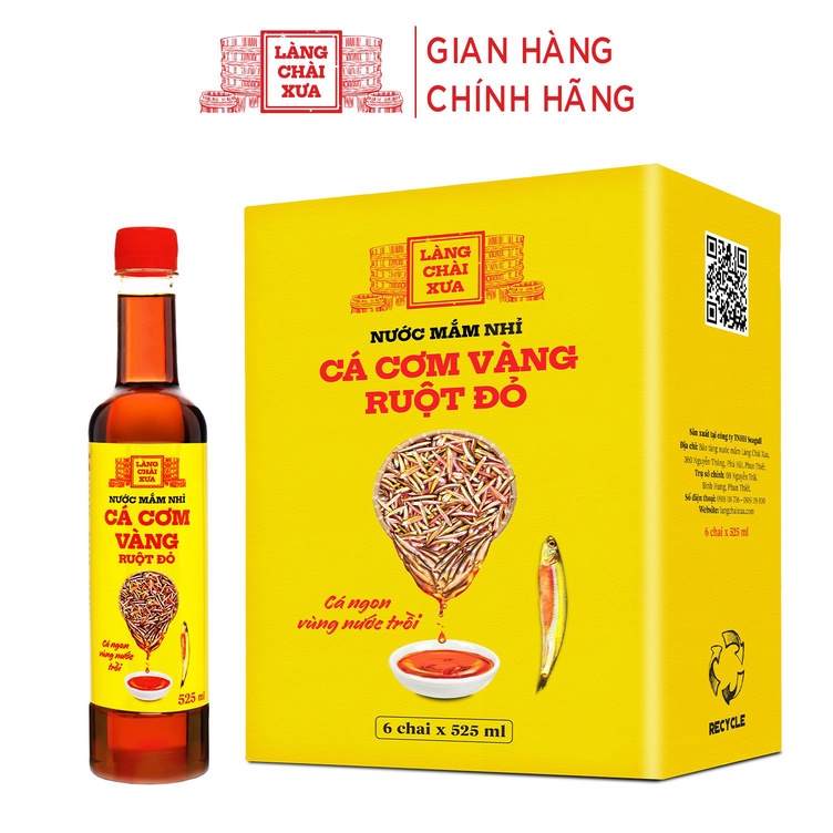 Nước mắm nhỉ cá cơm vàng ruột đỏ làng chài xưa 525ml - làng chài xưa