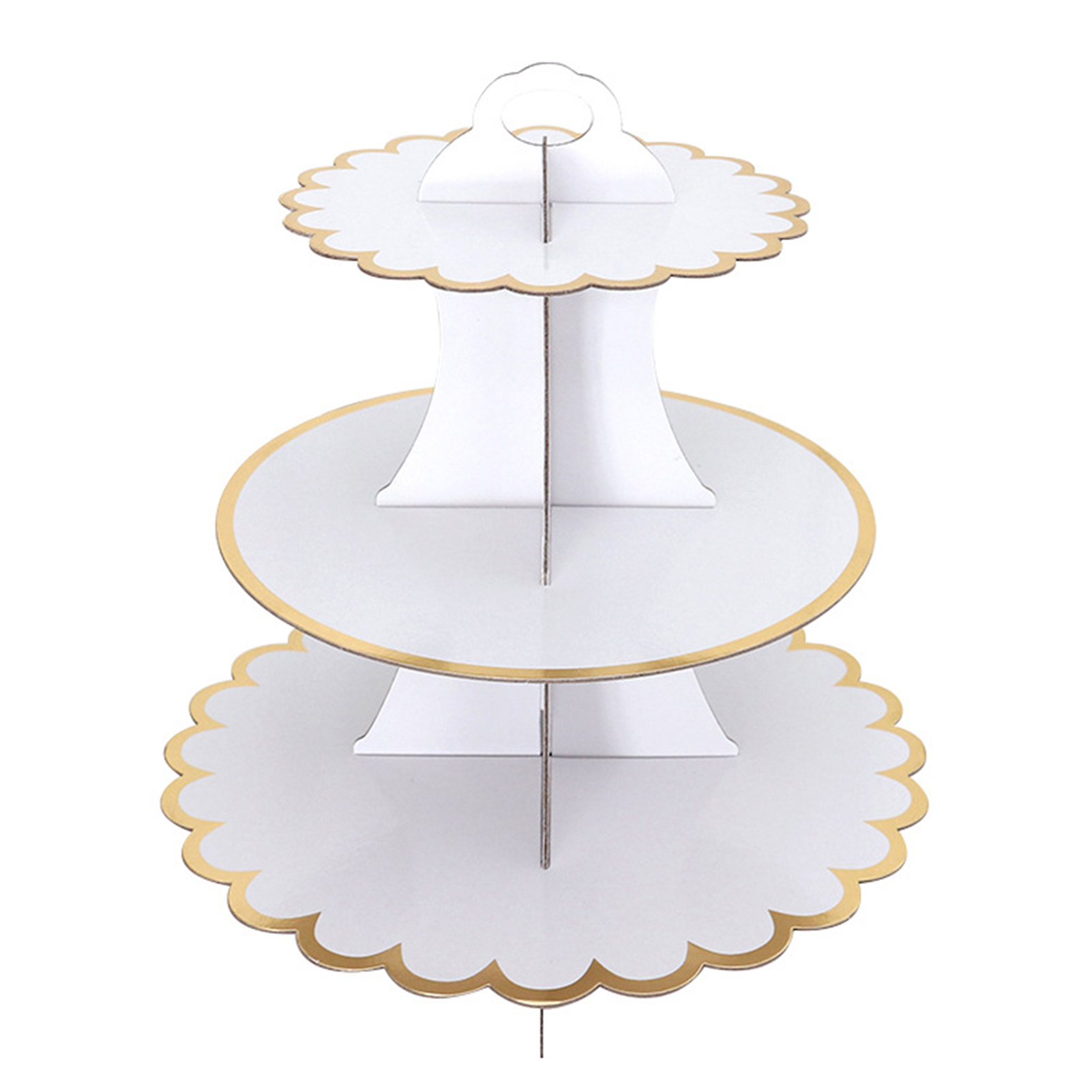 Livecity 3 Tiers Cupcake Stand Bronzing Edge Disposable Paper Cake Dessert Pastry Holder Display Rack Tower Baby Shower Birthday Graduation Wedding Party Supplies