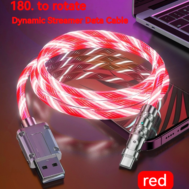 Streaming 180 Degree Machinist Elbow Streaming Data Cable for Android Huawei Apple Mobile Phone USB Charging Cable
