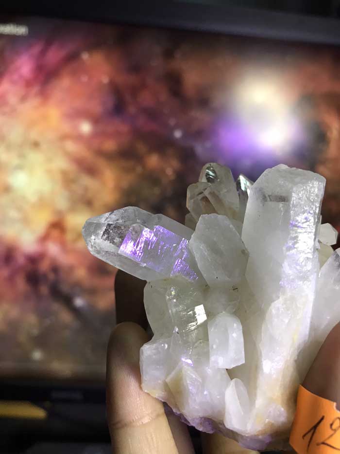 Đá thạch Anh trắng tán sắc pha lê tự nhiên trong suốt vàng Citrine thanh tẩy thiền định tarot cực mạnh Clear Quartz Natural 127
