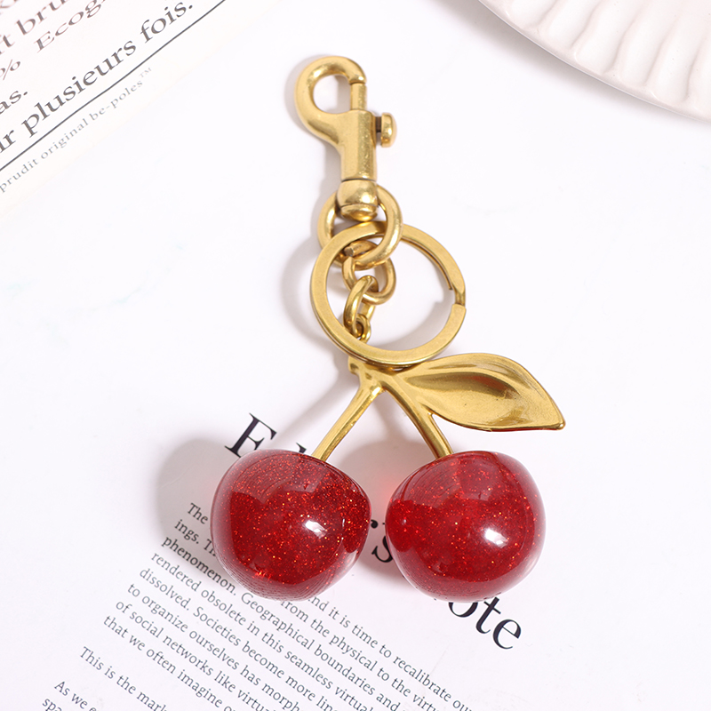 Exquisite Crystal Cherry Keychain Red Fruit Cherry Keyring Women Handbag Backpack Pendant Fashion Bag Ornament TAOPA. 