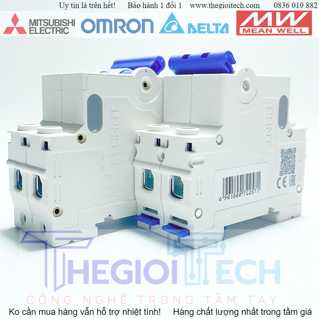 Aptomat MCB 2 Pha NXB-63 Chint 6A~63A Dòng Cắt 6kA