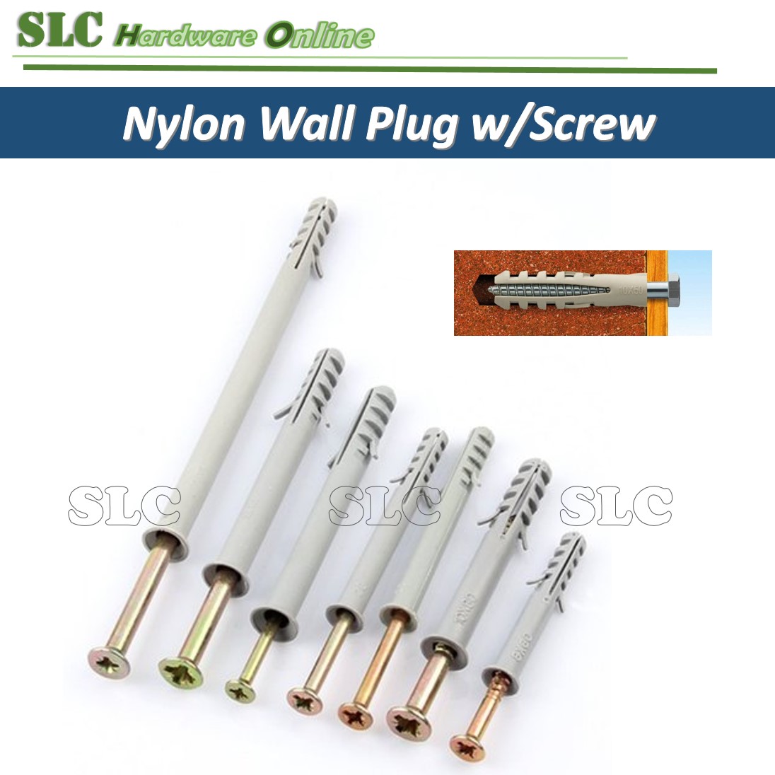 (10 PCS) Nylon Wall Plug with Hammer Screw M6 M8 Expansion Frame ...