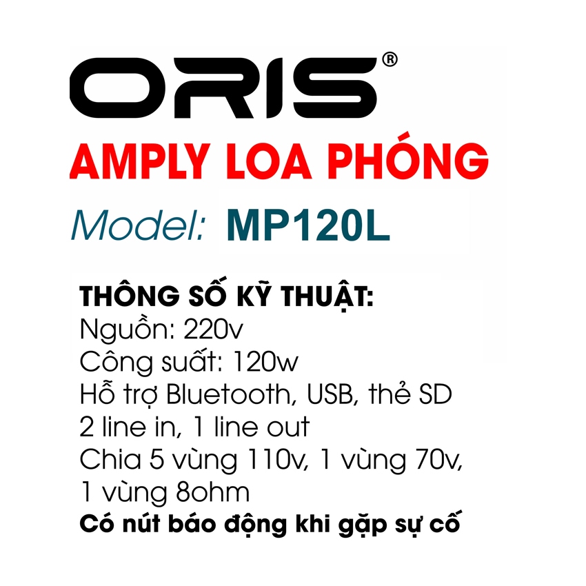 Amply loa phóng oris MP120L công suất 120W