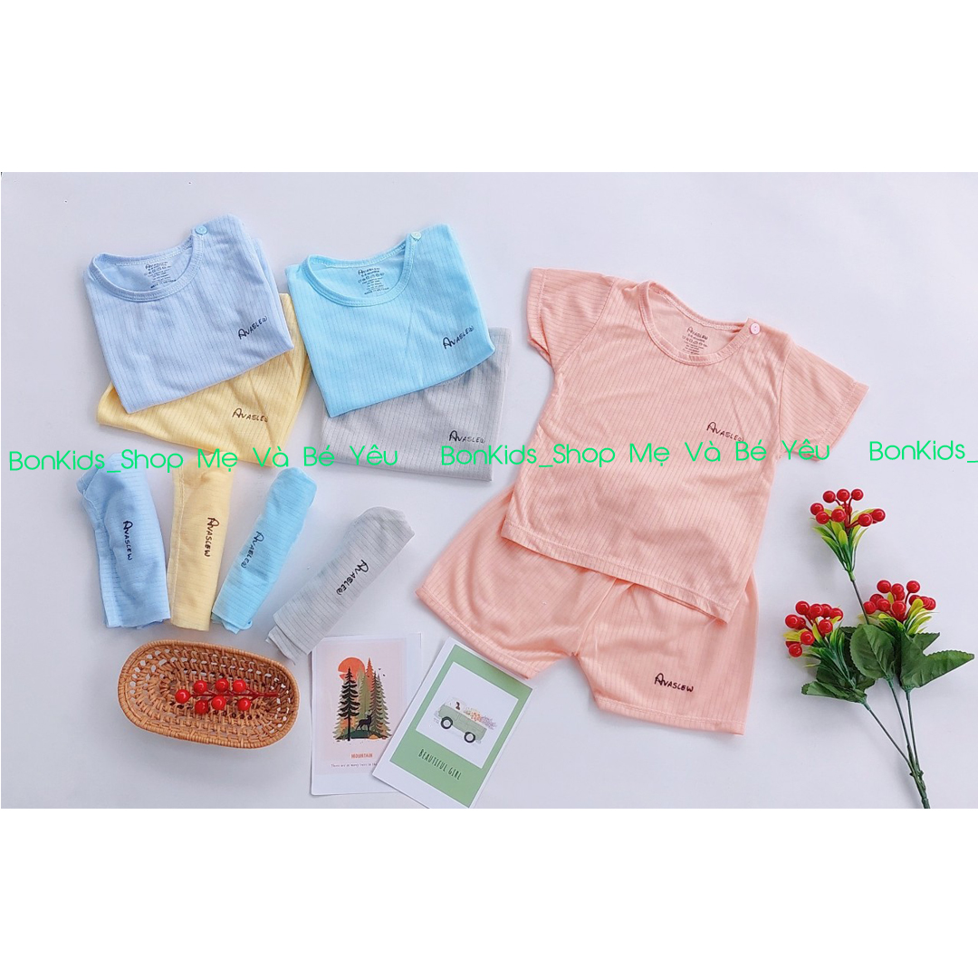 Bộ cộc tay vải tăm tre cao cấp, cài cúc vai cho bé trai bé gái sơ sinh 3-13kg - BO67