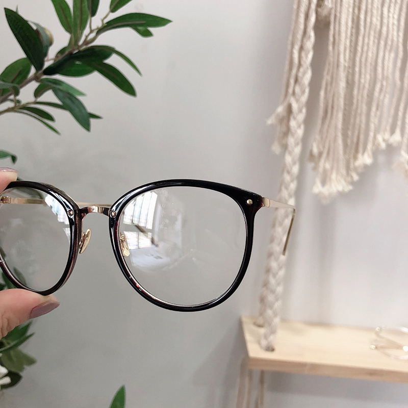 Anti Radiation Optical Glasses Women Anti-blue Oversized Round Eyeglass Frames Clear Metal Eyeglasses PTQ
