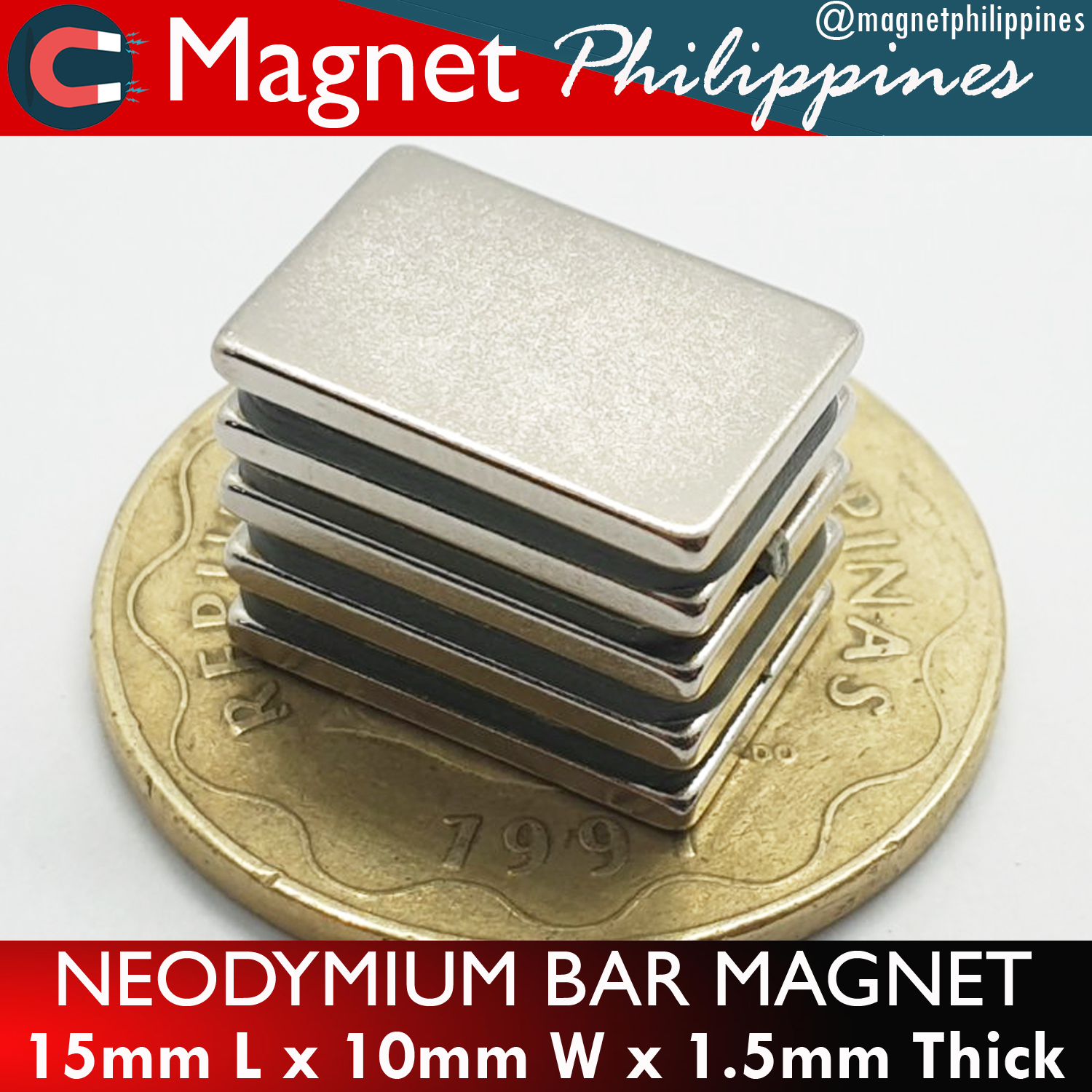 5 PIECES SET N52 Neodymium SMALL BAR 15mm L x 10mm W x