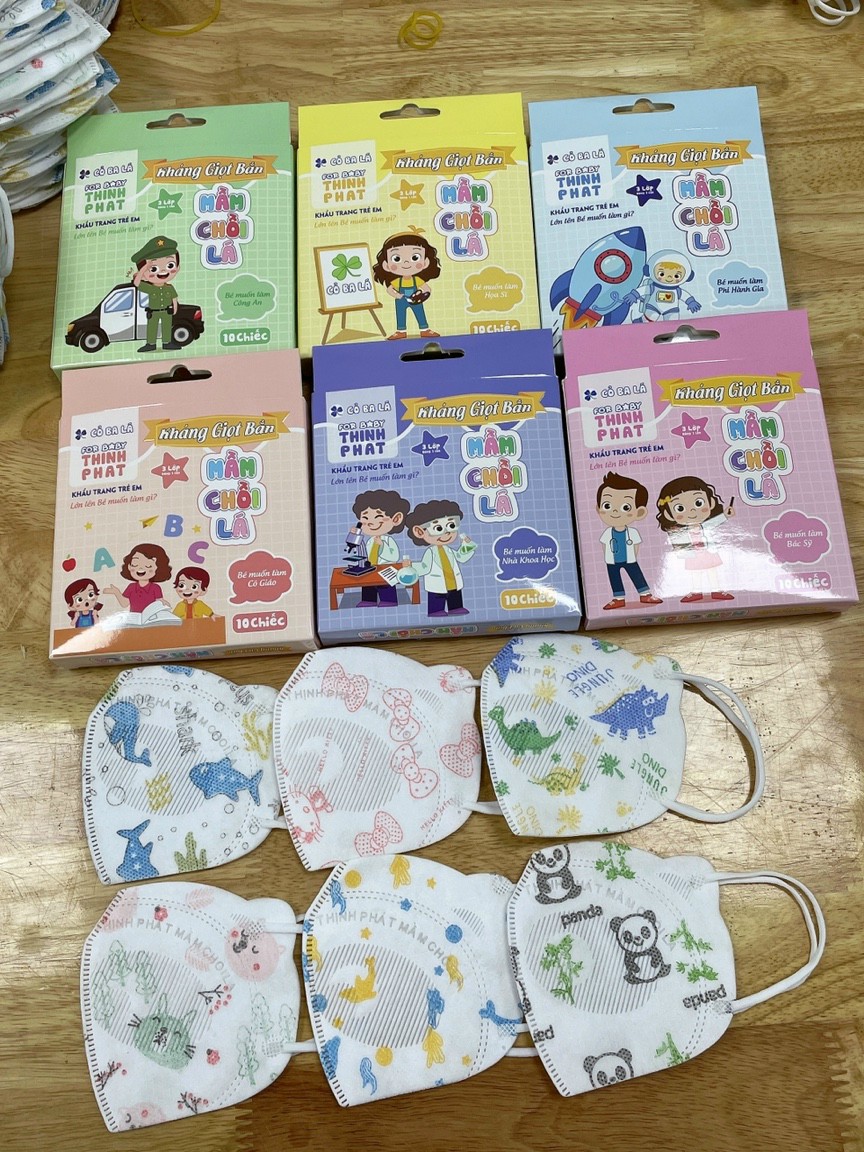 Combo 50 chiếc khẩu trang Gấu 5D Thịnh Phát cho bé 1-4 tuổi