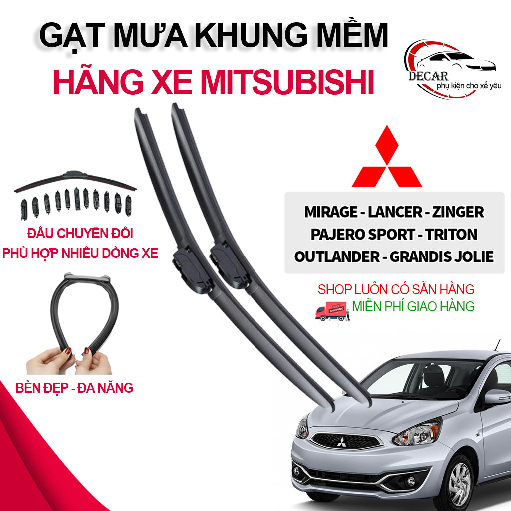 [Premium type] 1 pair wiper rain soft frame car Mitsubishi Xpander, Triton, Pajero, attrage, Outlander bar brush wipers rain Silicon soft high-grade, wiper car glass Oto, bar rain windshield wiper