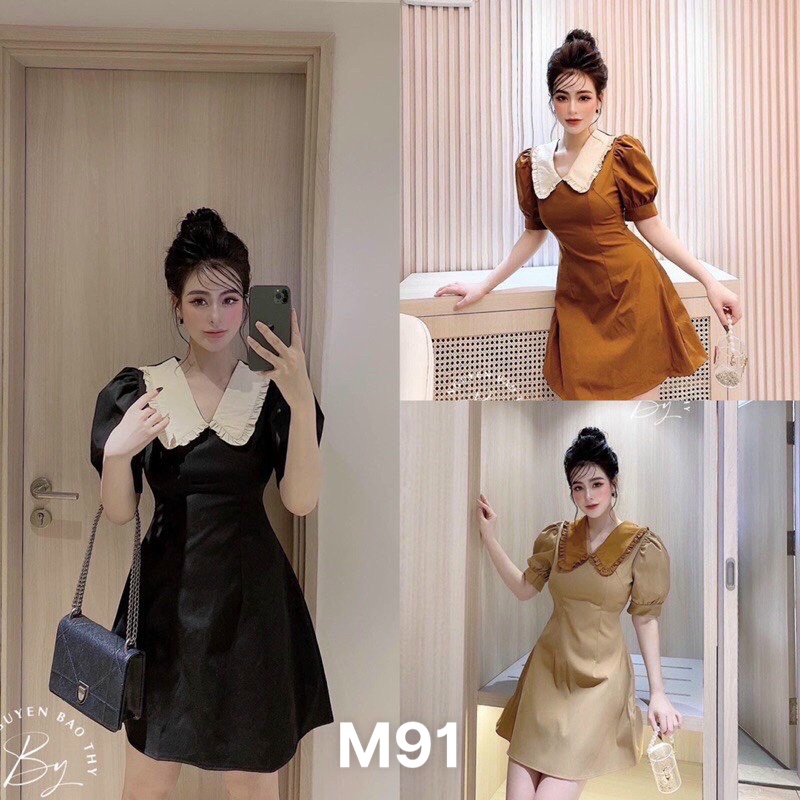Đầm suông nữ cổ sen bèo dáng suông kate lụa M91