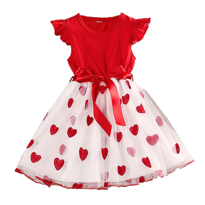 Asrtate siyyis girls dress 4-7 years baby red color polka dots tulle dress adorable baby dress sleeveless dress birthday party dress vacation dress ew32