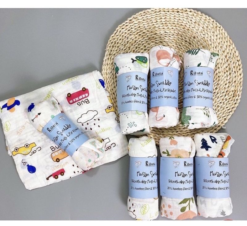 Khăn tắm cuộn Muslin cotton 100x120cm