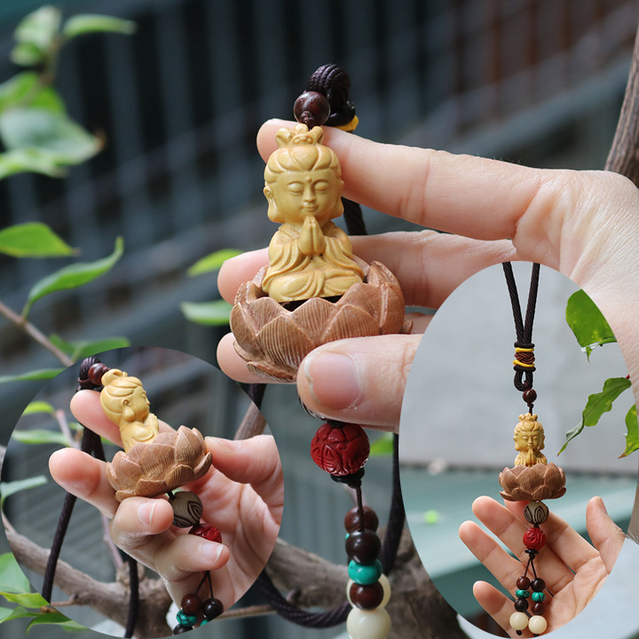 Dây treo xe phật bà quan thế âm gỗ cao cấp - Khánh treo xe ô tô xe hơi phật di lặc