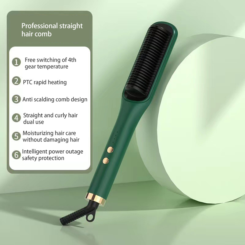 XiaoZhubangchu Straightening comb that does not hurt hair splints dual-purpose hair straightener, negative ion smart power-off protection for curly hair