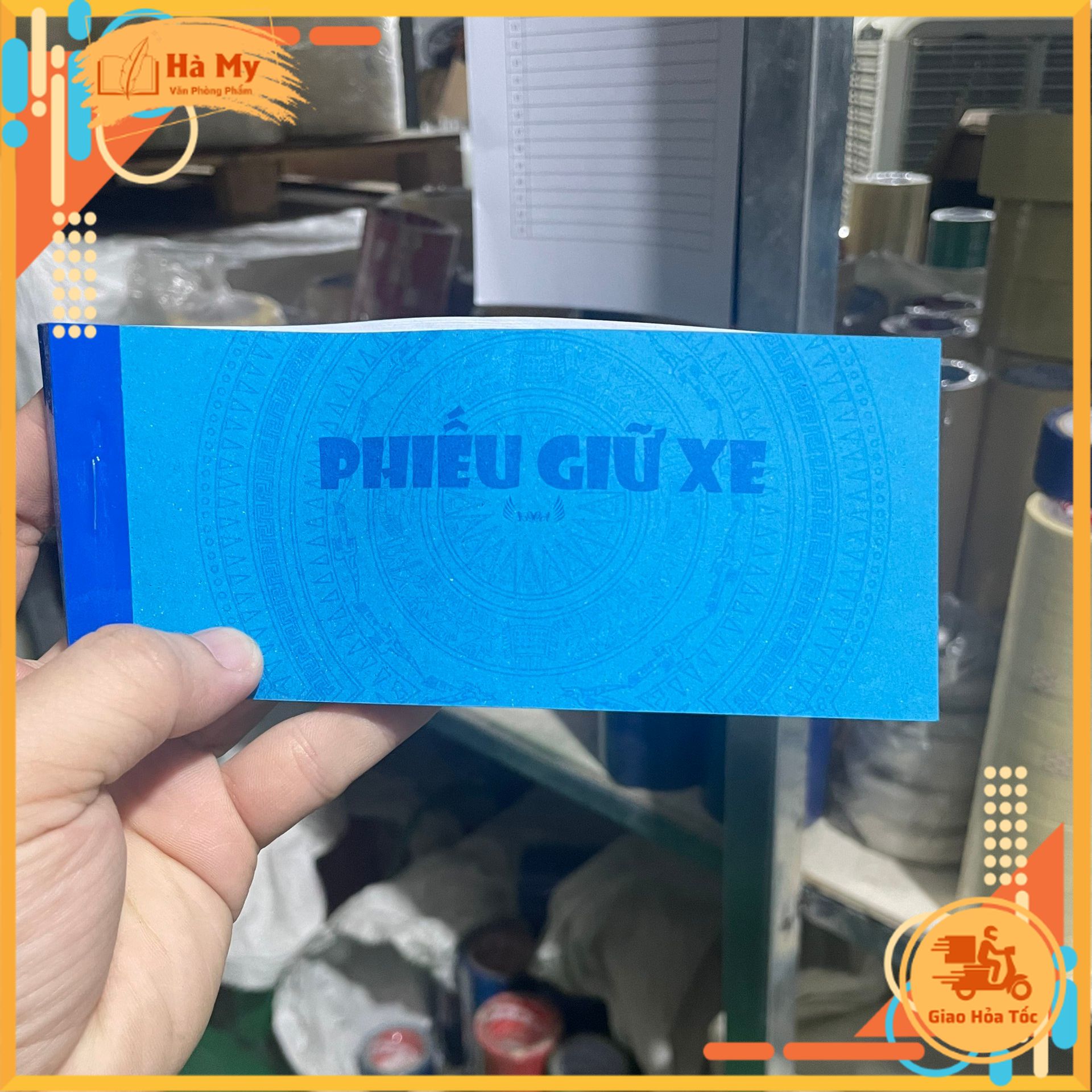 Xấp 100 Tờ Phiếu vé giữ xe máy Khổ 7x16cm Có số và không số