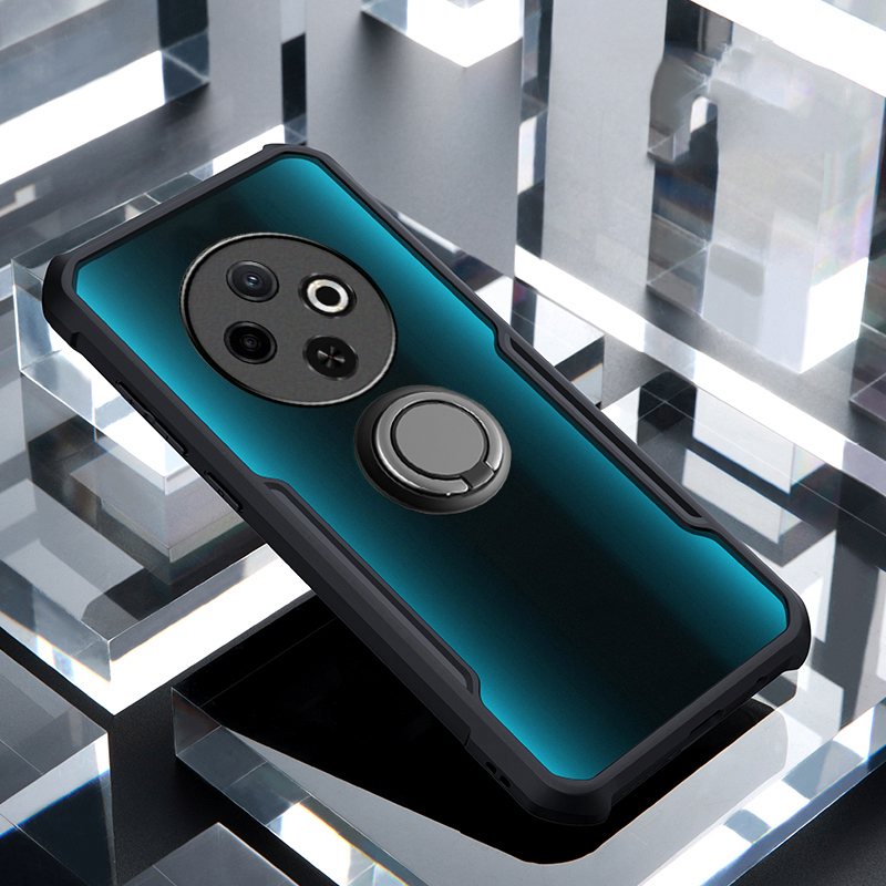 Phone case Tecno Spark 30C Hard Clear Transparent Shockproof Armor Car Adsorb Holder Ring Back Cover Tecno Spark 30C Case.