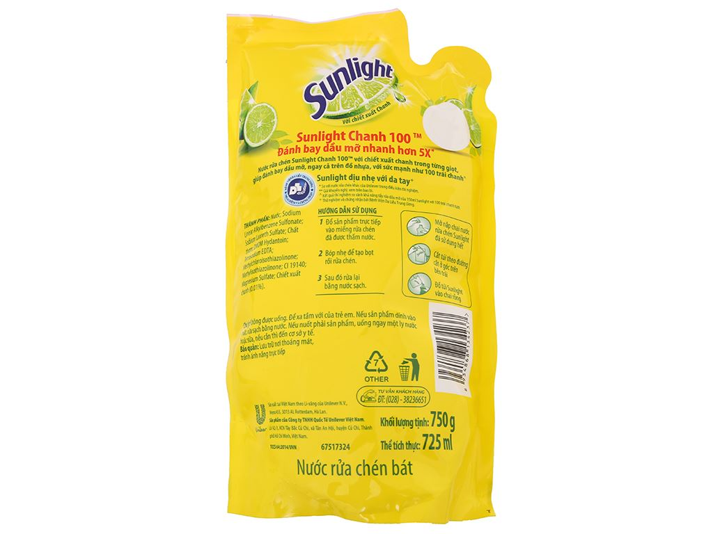 Nước rửa chén SUNLIGHT - Túi 725ml