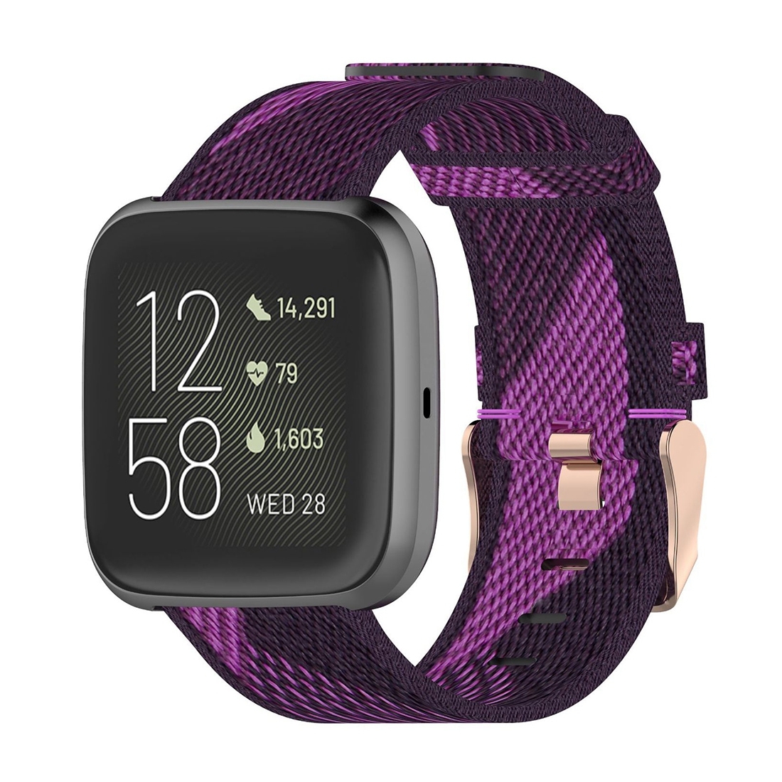 23mm Stripe Weave Nylon Wrist Strap Watch Band for Fitbit Versa 2, Fitbit Versa, Fitbit Versa Lite, Fitbit Blaze(Blue)(Own sale)