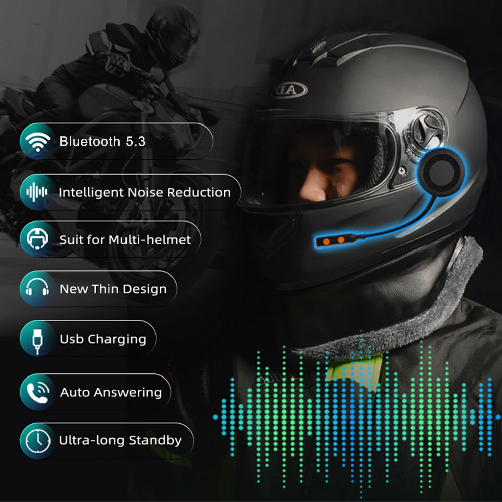 Aitemay Motorcycle Bluetooth 5.0 Stereo Headset Universal Headphone Wireless Earphone