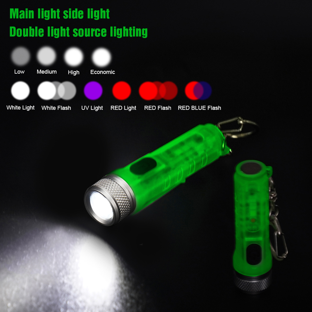 Mini Keychain Torch with Buckle USB Rechargeable EDC Emergency Flashlight