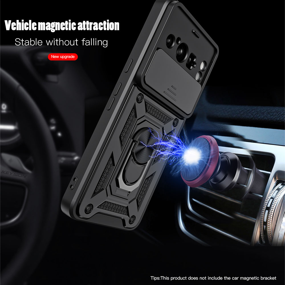 Keysion Ốp điện thoại chống sốc trường hợp cho Google Pixel 8 Pro trượt bảo vệ ống kính máy ảnh đế dạng nhẫn điện thoại bìa cho Google Pixel 6 Pro