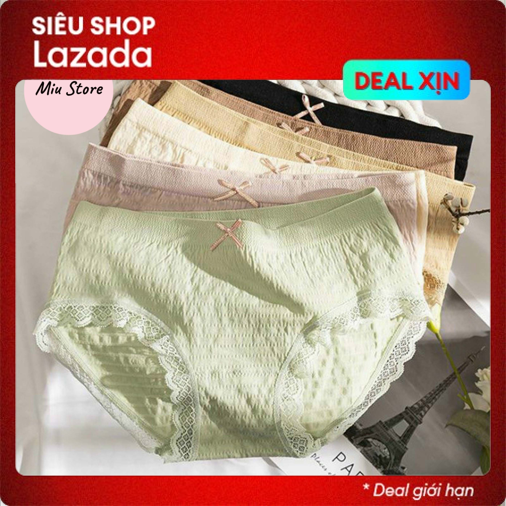 Quần Lót Nữ Cotton Nhăn Kháng Khuẩn Co Dãn 4 Chiều