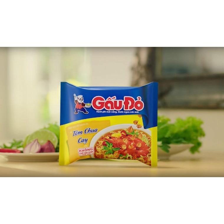 Combo 5 Gói Mì Gấu Đỏ tôm chua cay gói 63g