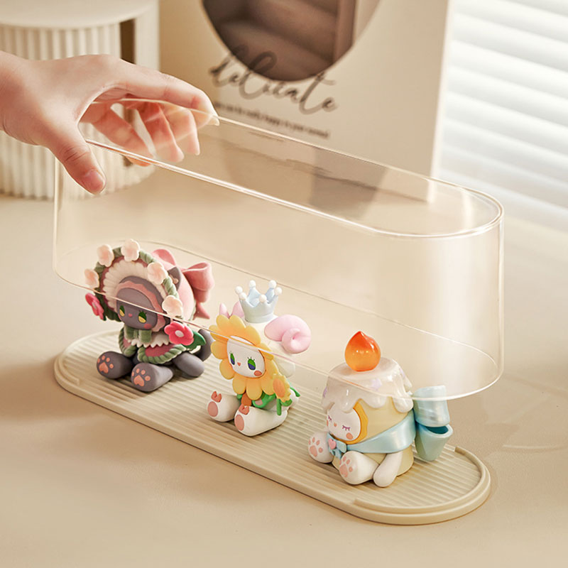 HANGDIAN【Miễn phí vận chuyển】Để bàn trong suốt Bong Bóng Mart Handmade kệ trưng bày đồ chơi búp bê Kệ chống bụi Stackable Hộp đồ chơi sưu tập Lưu Trữ Hộp