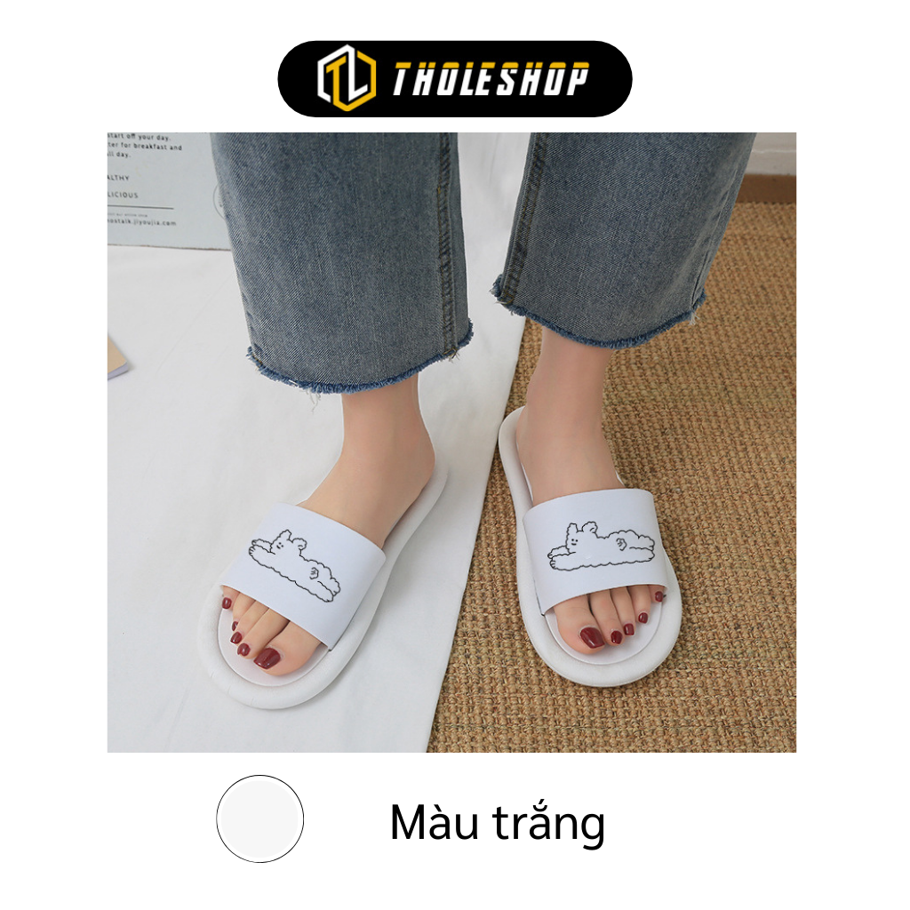 Dép Quai Ngang Nữ - Dép Đi Trong Nhà, Đi Chơi Ulzzang Hình Gấu, Chống Trượt 9249
