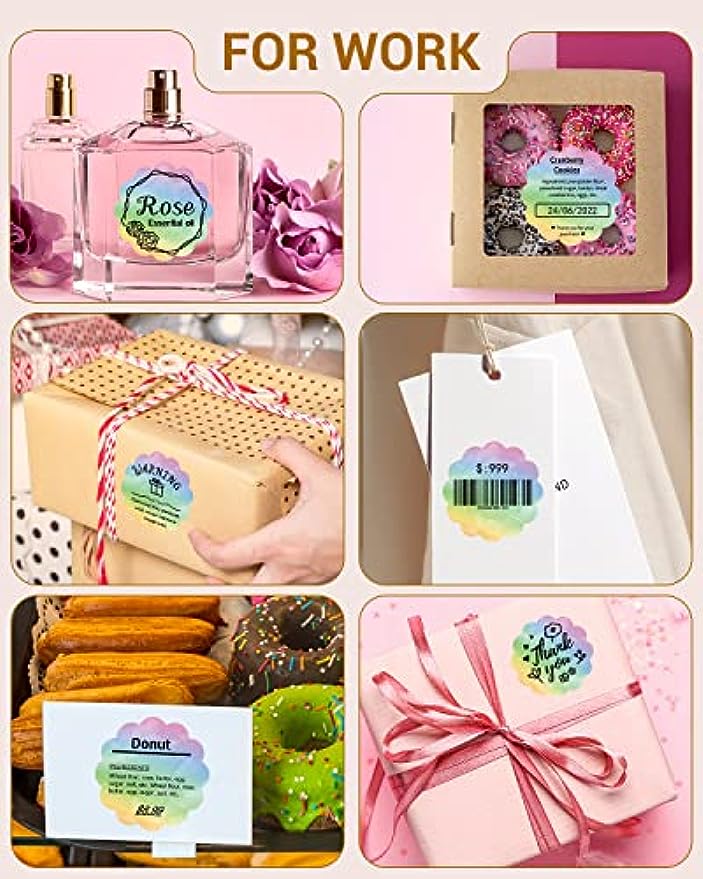 Phomemo PM-241BT Shipping Label Printer Label Sticker Round Label Square Label Rainbow Color DIY Logo Design Small Business. 