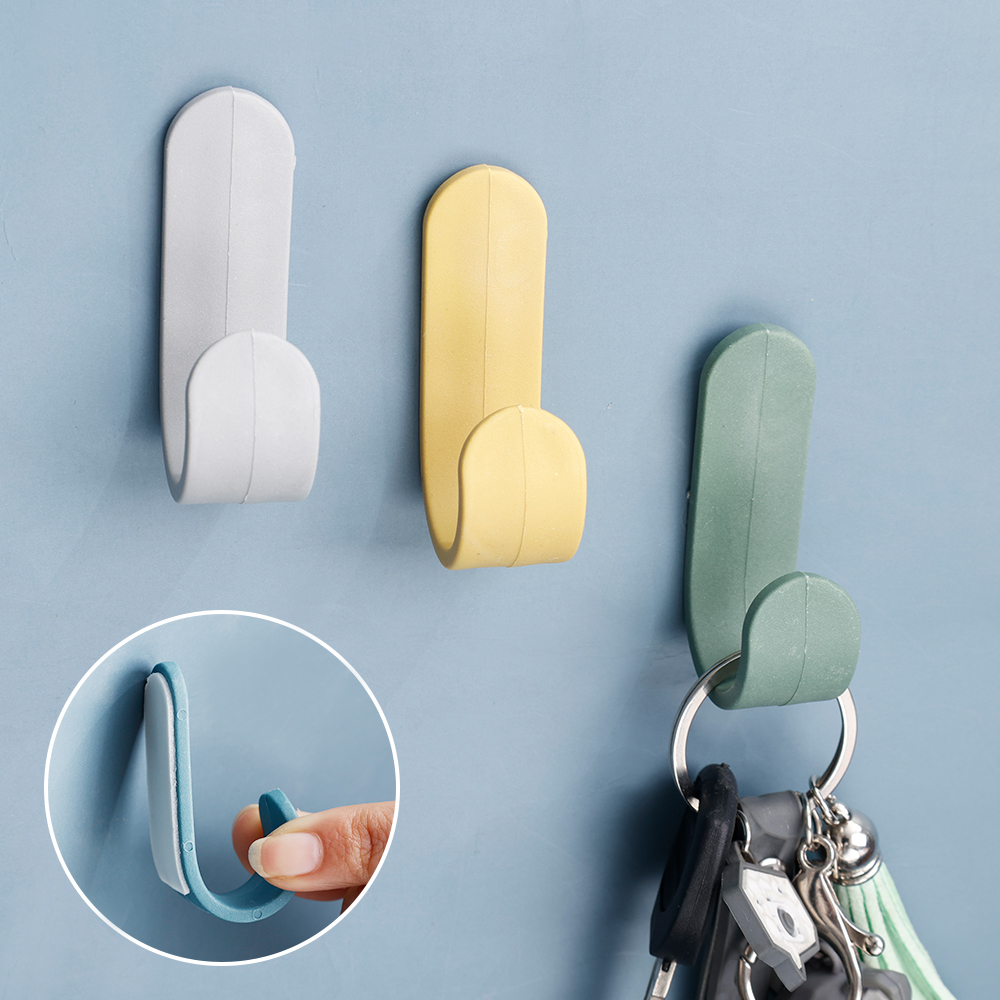 Móc Treo Tường Màu Kẹo Hình Chữ J/Móc Treo Cửa Tự Dính/Móc Treo Tường Không Đinh Cho Nhà Bếp Phòng Tắm Văn Phòng