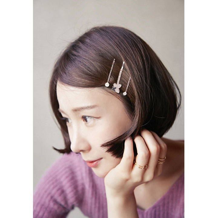 Vỉ 2 kẹp tóc đính hạt đẹp Hàn Quốc