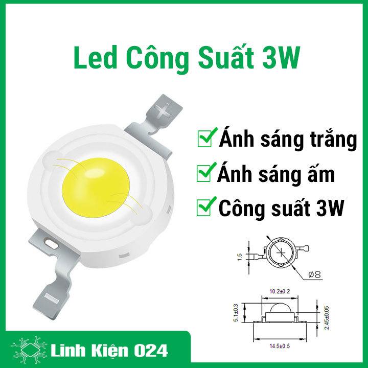 Led công suất 3W ánh sáng trắng/ sáng ấm tiết kiệm điện năng