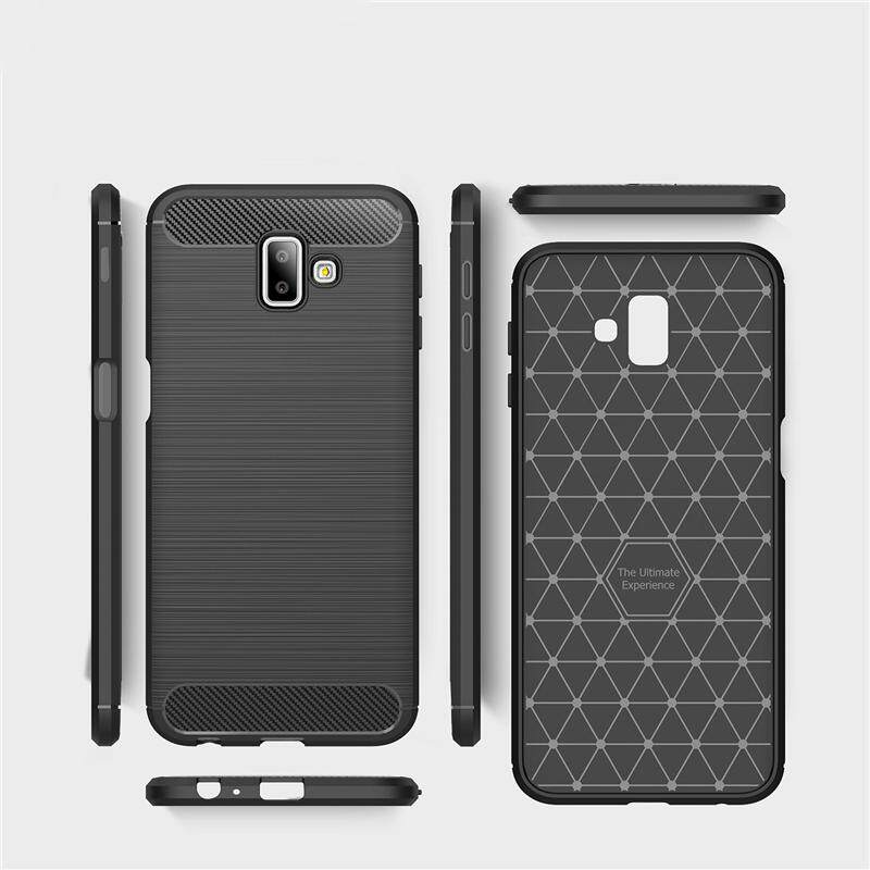 tzmar for Samsung Galaxy J6 Plus J6+ Case Cover Carbon Fiber Brushed TPU Silicone Soft Casing Phone Mobile Housing. 