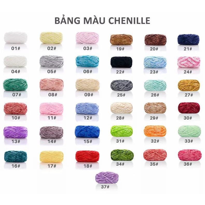 Len nhung Chenille sợi mềm mịn cuộn 100gr