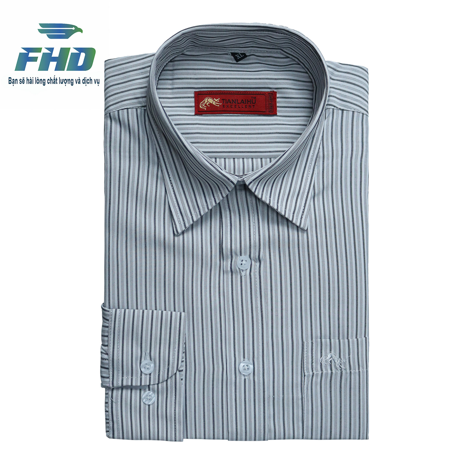 Áo Sơ Mi Nam Vải Kẻ Sọc Dài Tay Kiểu Dáng Đóng Hộp Vải Cotton Mềm Mịn Bền Màu FHDA005_1