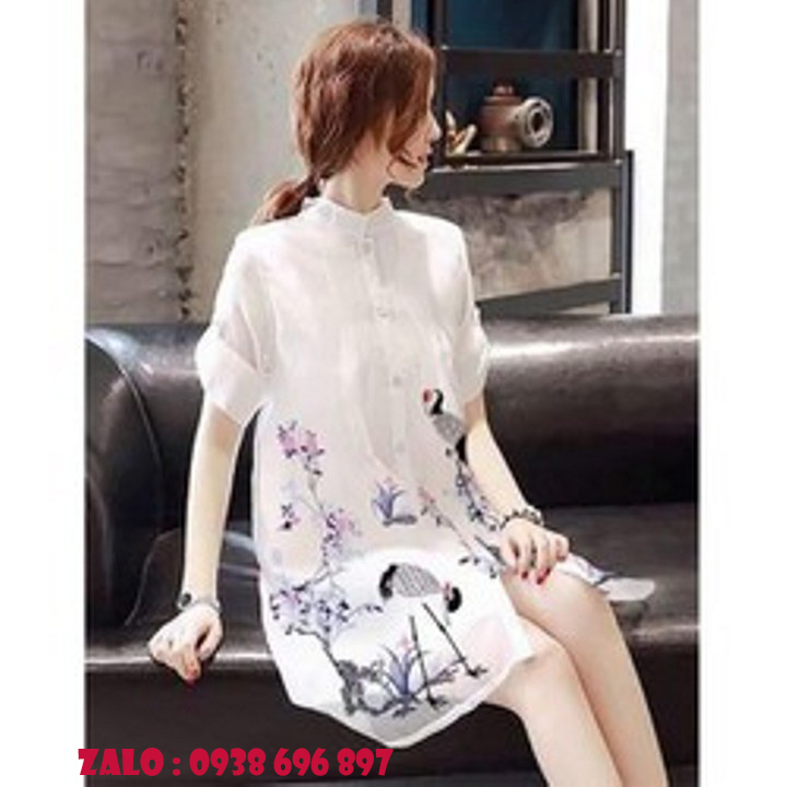 [HCM]ĐẦM SƠ MI 2 LỚP IN HỌA TIẾT CHIM CÒ_[Giá gốc tận xưởng] ( KÈM QUÀ TẶNG NGẪU NHIÊN)