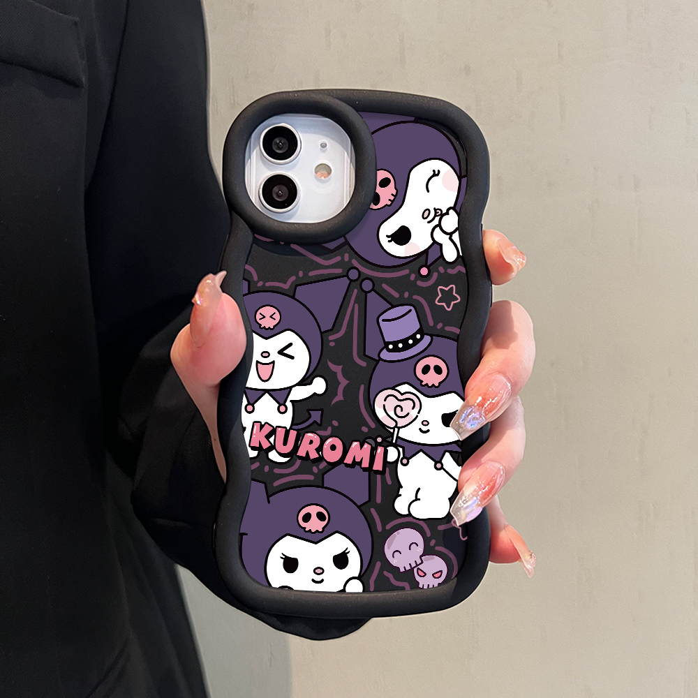 TA for Redmi 14C Back Cover Macaron Wave Soft Silicone Mobile Phone Cover Cartoon Kuromi Pattern Case.