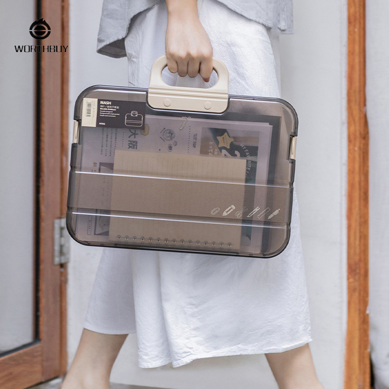 Transparent plastic file bag Large folder A4 calligraphy file bag Test paper file storage bag