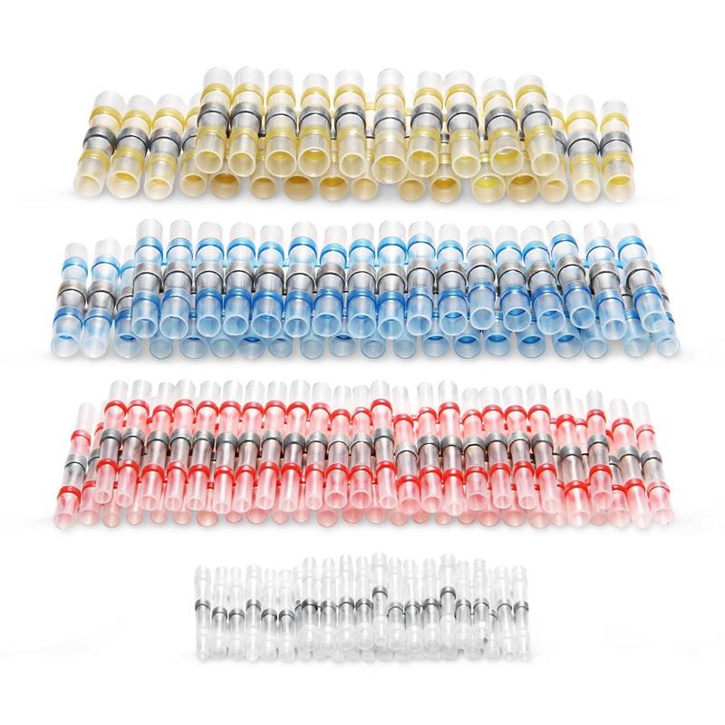 120pcs Solder Seal Wire Connectors Heat Shrink Butt Connector Waterproof Insulated Electrical 